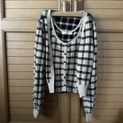 MOUSSY チェック柄ニットカーディガン タンクトップセットのサムネイル