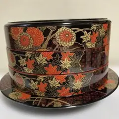 昭和レトロ新品未使用回転式台付3段オードブル重箱