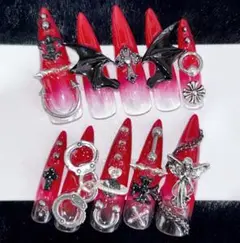 ネイルチップ 現品 地雷 パンク 悪魔