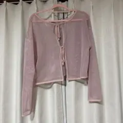 NICE CLAUP メッシュカーディガン ピンクのサムネイル