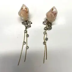 ハンドメイド レジン ドライフラワー イヤリング ロングチェーン