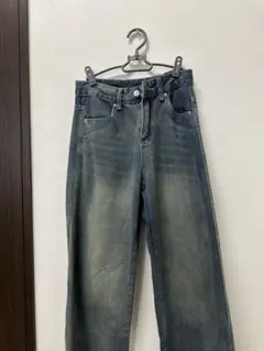 グレー系ハイウエストストレートデニム S