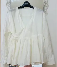 カシュクールブラウス♡綿麻ローンラバリジャケット　オフ白