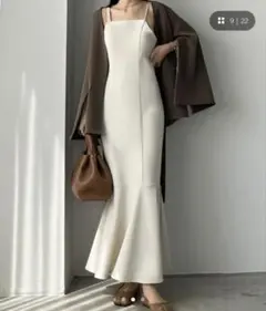 【美品】Louere ルエレ マーメイド キャミ ワンピース アイボリー S