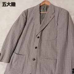美品★五大陸 3Bテーラードジャケット チェック グレー ブルーのサムネイル