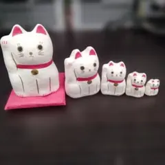 招き猫 3号(さくら )貯金箱 2体セット 座布団付き - メルカリ