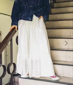ニコアンド モードノームコア　レースパッチワーク マキシスカート