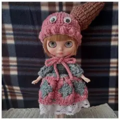 手作りモヘア刺繍セット（ベレー帽 + カーディガン + ワンピース