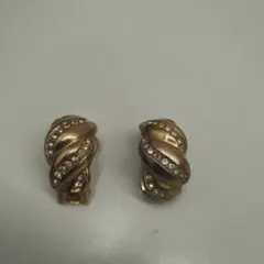 Dior イヤリング ラインストーン クロス ゴールドカラー ヴィンテージ