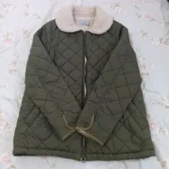 ダウンジャケット　カーキ　 ボア襟付き