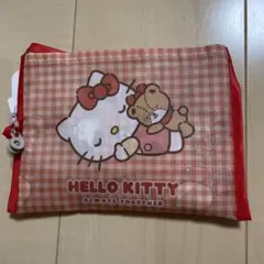 新品未使用ハローキティ チェック柄ポーチ エコバッグしまむら