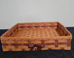 エコクラフト バスケット 小物入れ リボン付き
