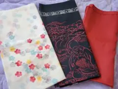 風呂敷 3点セット 花柄・七福神・赤