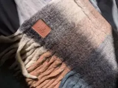 HB チェック柄ウール混紡ストール