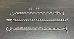 【メンズアクセサリー】（新品未使用品/フリーサイズ）ブレスレット×3・ピアス×2のサムネイル