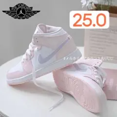 【新品25cm】NIKE｜エアジョーダン１MID GS｜ピンク/パープルのサムネイル