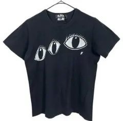 BLACK ブラックコムデギャルソン　レディース　目プリント　半袖tシャツ　S