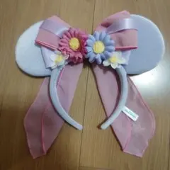 東京ディズニーリゾート ミッキー耳カチューシャ 花飾り付き 紫