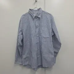 ユニクロ　青と白のストライプ 長袖シャツ XL