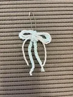 ハンドメイド リボンチャーム ライトブルー