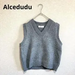 Alcedudu Vネックニットベスト ショート丈 グレー S