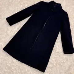 極美品　マーガレットハウエル カシミヤ ロングコート 比翼 メルトン ネイビー