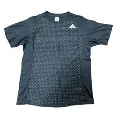 美品 アディダス CLIMALITE Tシャツ 黒 ドット柄 水玉 速乾 ジム