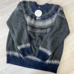 新品　ノルディック柄セーター　ネイビー　LLサイズ