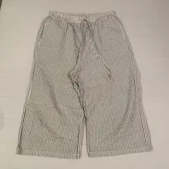 ユニクロ　コットンリラコ　ストライプ　グレイ　L