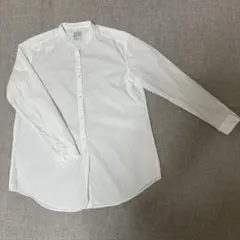 無印良品　洗いざらしブロードスタンドカラーロングシャツ　白M