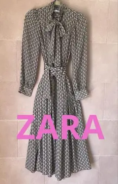 zara茶系ワンピース