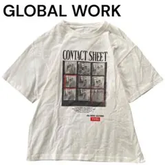 美品 グローバルワーク Ｔシャツ Ｍ 白 プリント 半袖 カットソー レディース