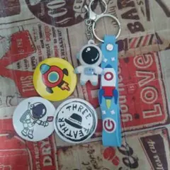 キーホルダーと缶バッジのセット