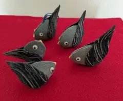 古布と二枚貝で作った小物 鳥たち　(A)