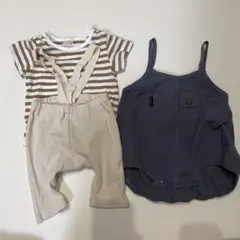 プティマイン ロンパース レギンスセット ・ バースデイ サロペット 70サイズ