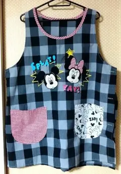 ミッキー ミニー チェックエプロン　保育士