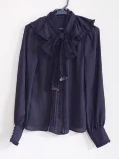 axes femme kawaii　レースリボンタイブラウス黒