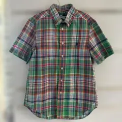 ラルフローレン 半袖チェックシャツ M(10-12) マドラスチェック