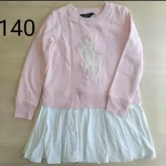 [美品]ポロラルフローレン スウェットワンピース ピンク ポニー 140