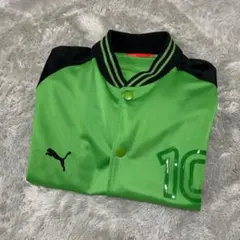 【レア】PUMA プーマ 半袖 スタジャン風 ジャケット グリーン Y2K Lのサムネイル