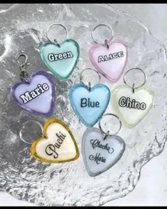 【Sサイズ】透明感が可愛い　ハート　迷子札　犬用品　猫用品