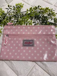 【美品】CathKidston　 ダブルジップ ポーチ 水玉 ドット ペンケースのサムネイル