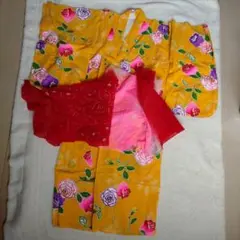 花柄浴衣 110cm~ 赤いピンクおび