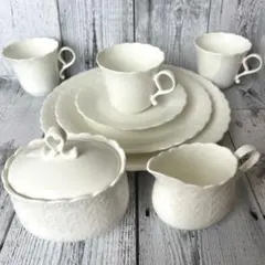 【美品 厳選】NARUMI ナルミ ボーンチャイナ シルキーホワイト 8点セット