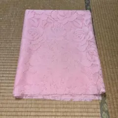 ピンク　バラ模様　レース生地　ハギレ