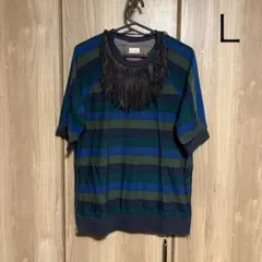 paul smith ストライプ柄フリンジTシャツ Lサイズのサムネイル