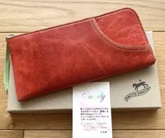 【新品】パッカパッカ　レッド（朱色ぽい）レザー 長財布　スリムのサムネイル