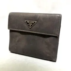 PRADA プラダ 二つ折り財布 カーフレザー ダークブラウン ヴィンテージ