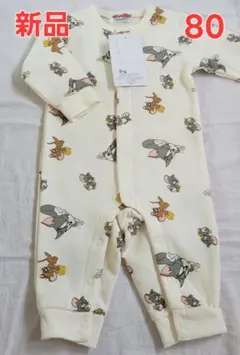 新品 80cm トムとジェリー ロンパース 長袖 裏起毛　秋冬　男の子　女の子のサムネイル