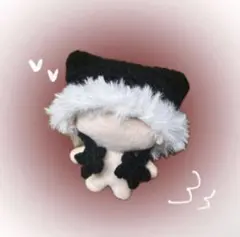 ふわふわ ぬい服 ぬいぐるみ ちびぐるみ 白 猫耳ニット帽 編み物 ハンドメイド